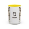 15oz Pit Bull Dog Mom Mug, Yellow, front view