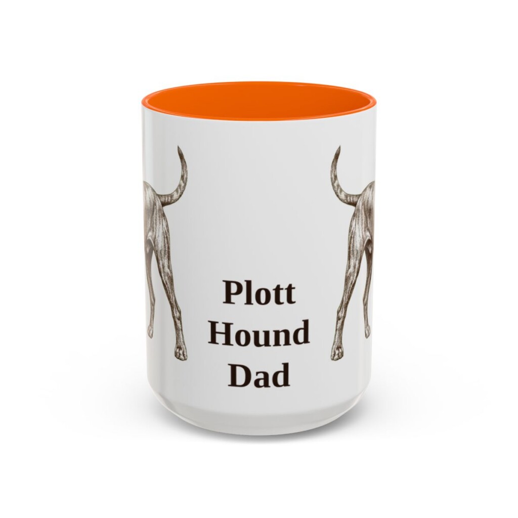 15oz-plott-hound-mug-dad-orange 15oz Plott Hound Dog Dad Mug, Orange, front view
