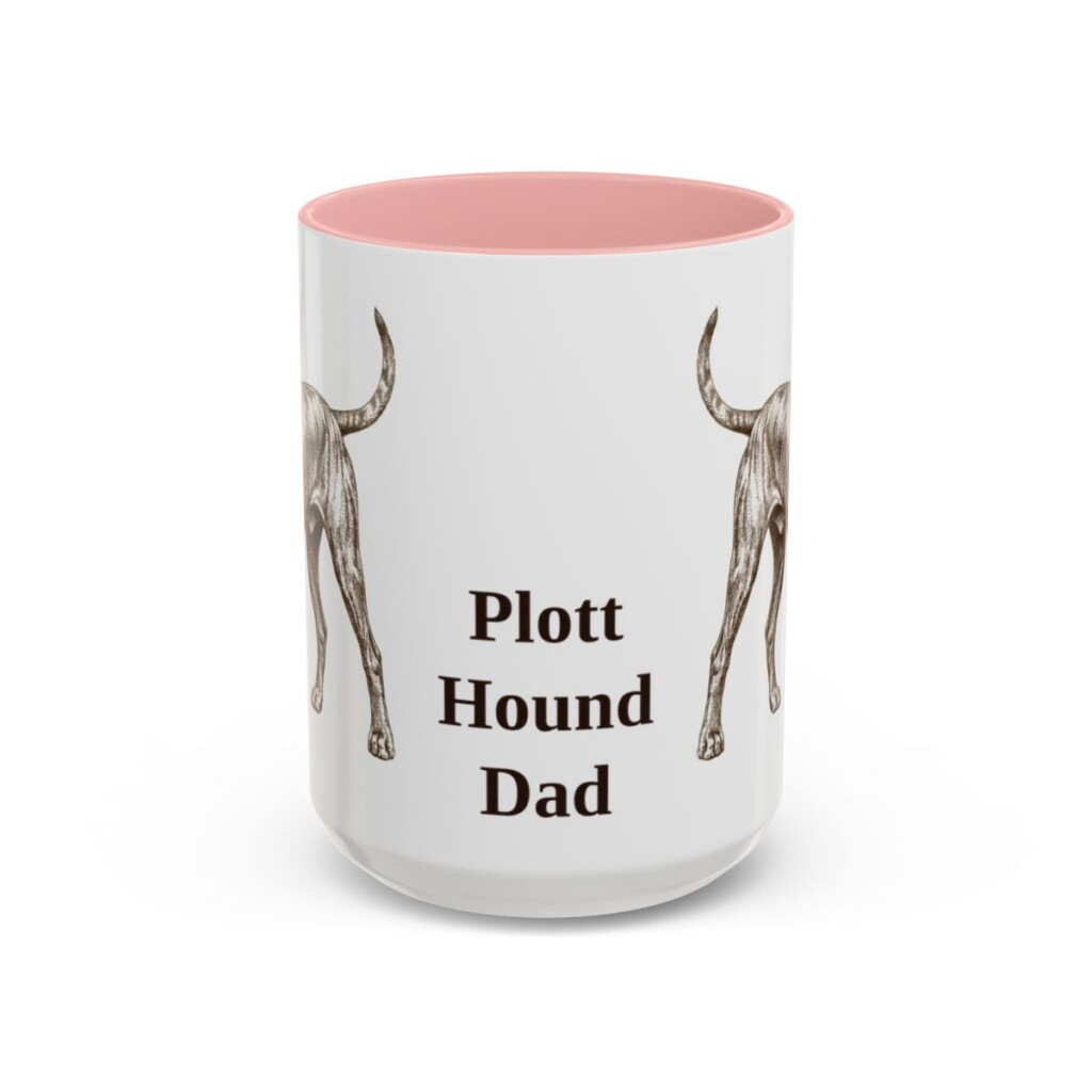 15oz-plott-hound-mug-dad-pink 15oz Plott Hound Dog Dad Mug, Pink, front view