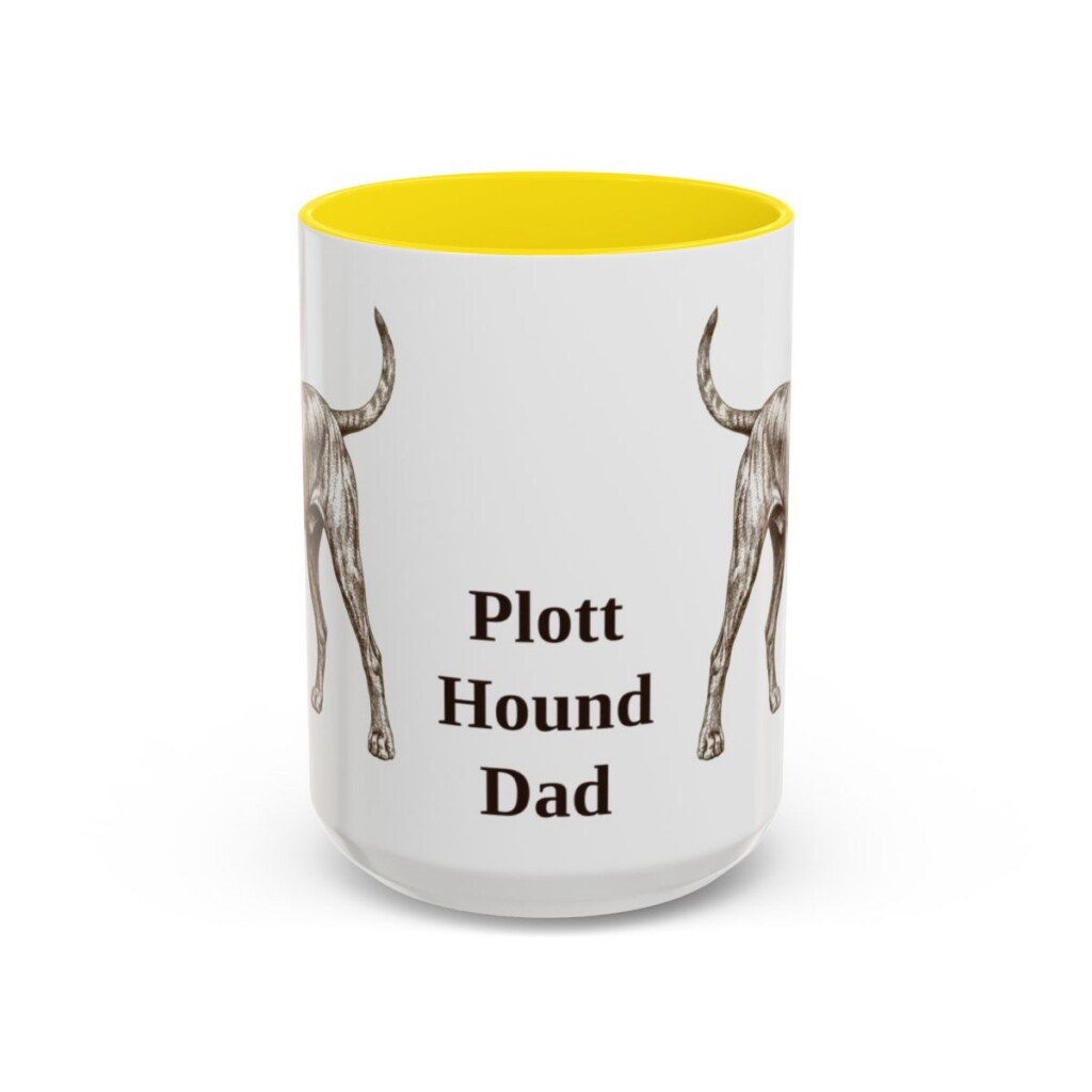 15oz-plott-hound-mug-dad-yellow 15oz Plott Hound Dog Dad Mug, Yellow, front view