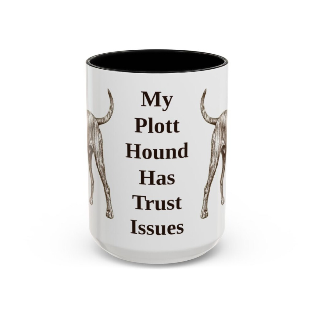 15oz Funny Plott Hound Mug, Black, front view