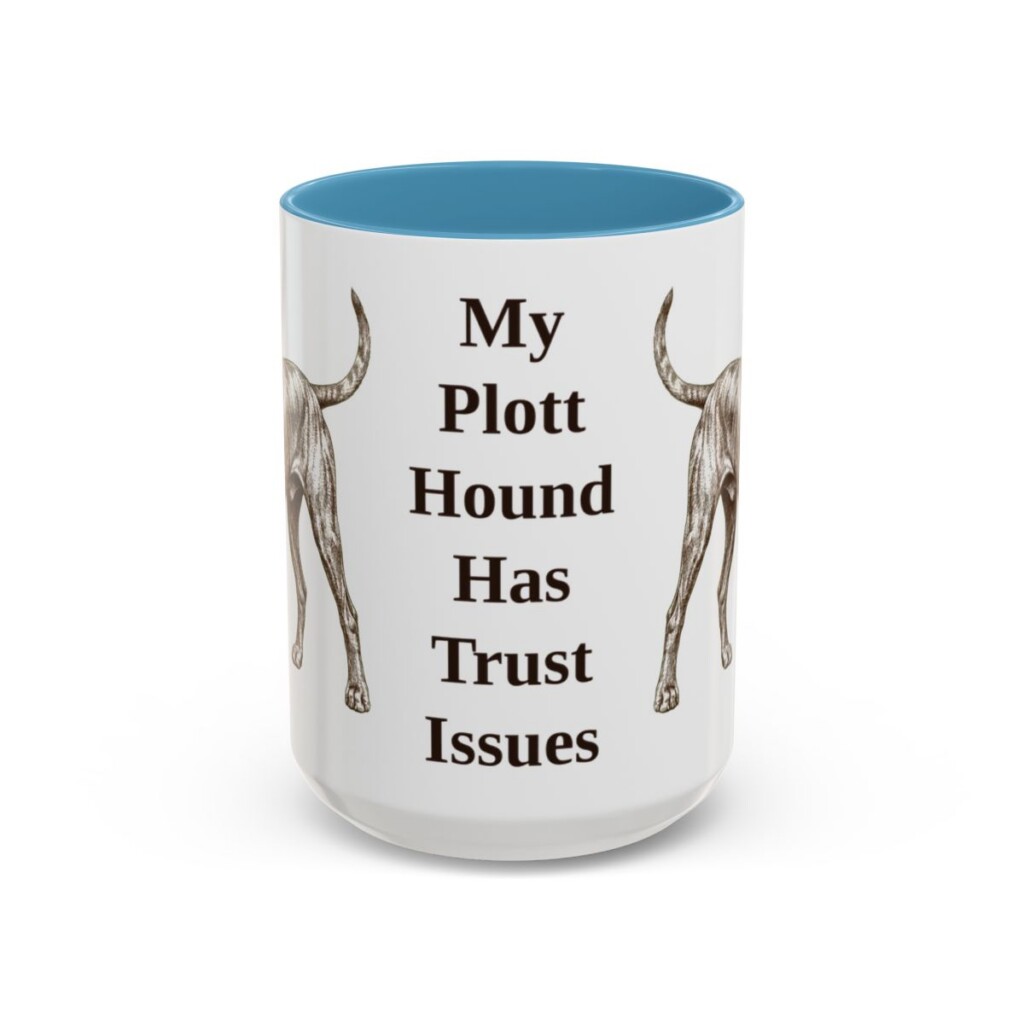 15oz Funny Plott Hound Mug, Light Blue, front view