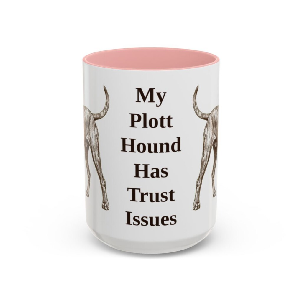 15oz Funny Plott Hound Mug, Pink, front view