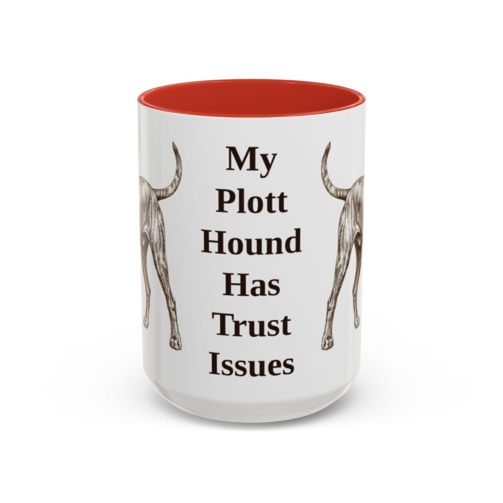 15oz Funny Plott Hound Mug, Red, front view
