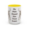 15oz Funny Plott Hound Mug, Yellow, front view