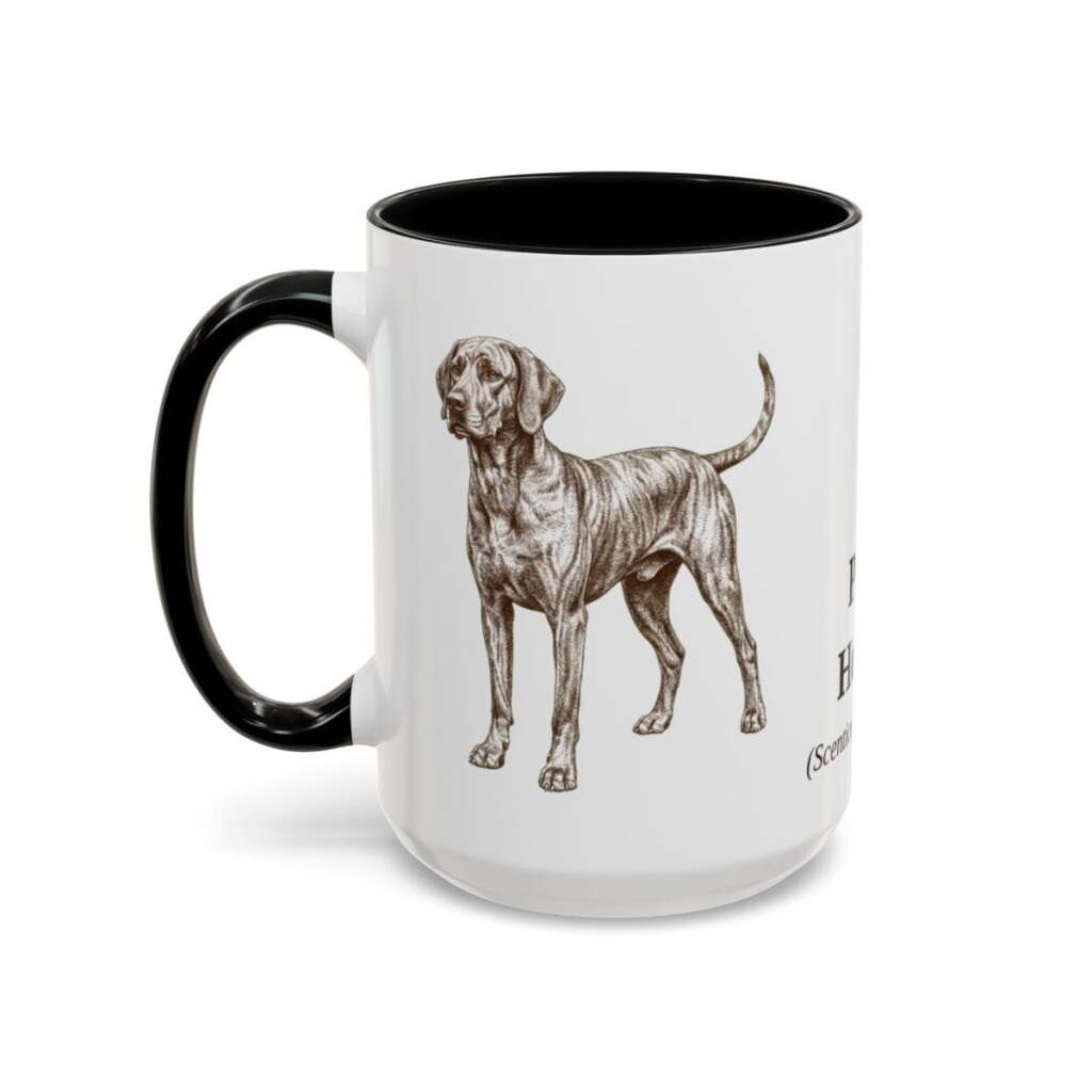 15oz Plott Hound Latin Mug, Black, left side view