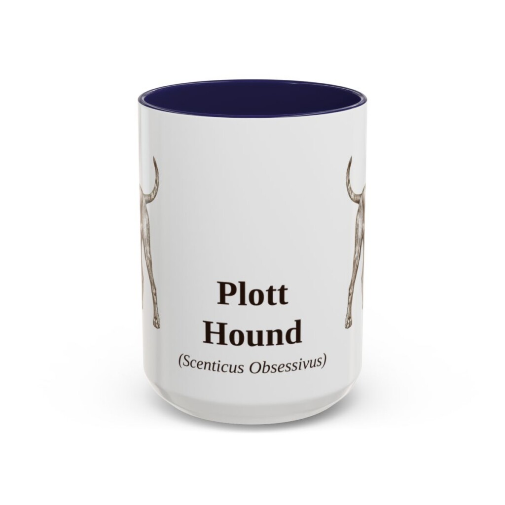 15oz Plott Hound Latin Mug, Navy, front view