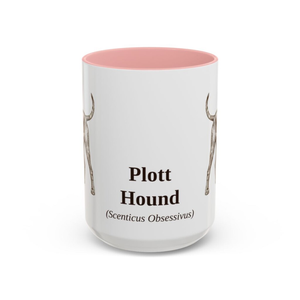15oz Plott Hound Latin Mug, Pink, front view