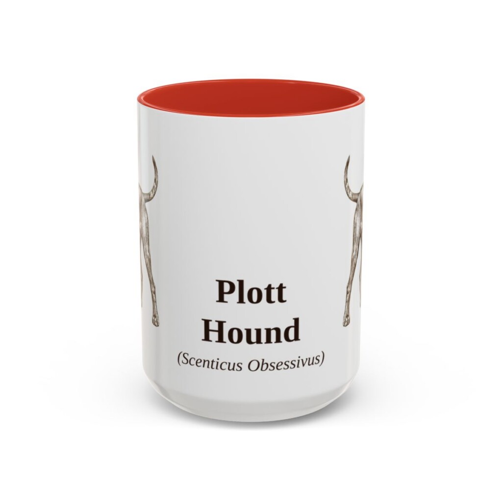 15oz Plott Hound Latin Mug, Red, front view
