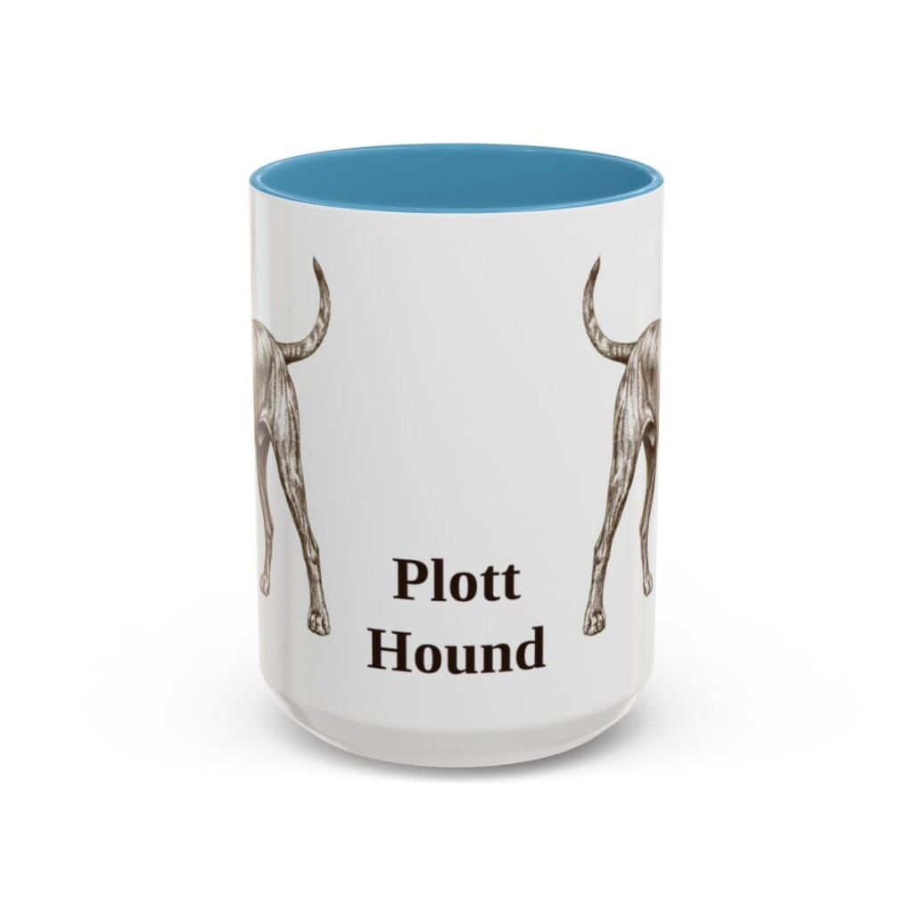 15oz Plott Hound Mug, Light Blue, front view