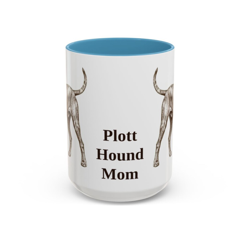 15oz Plott Hound Dog Mom Mug, Light Blue, front view