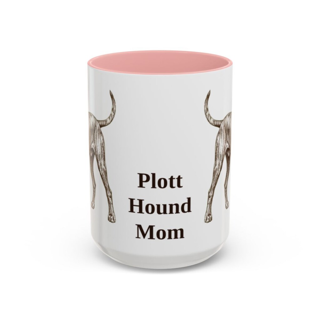 15oz Plott Hound Dog Mom Mug, Pink, front view