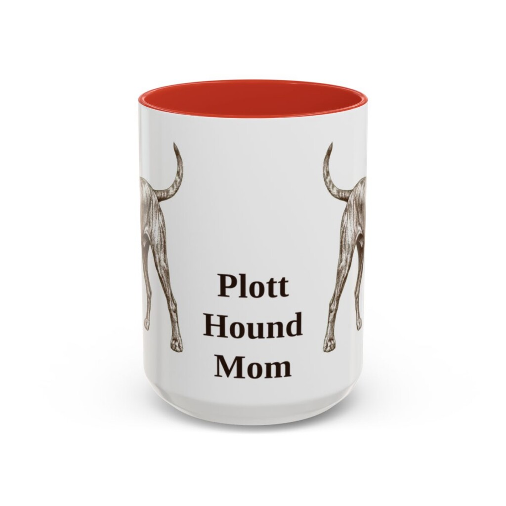 15oz Plott Hound Dog Mom Mug, Red, front view