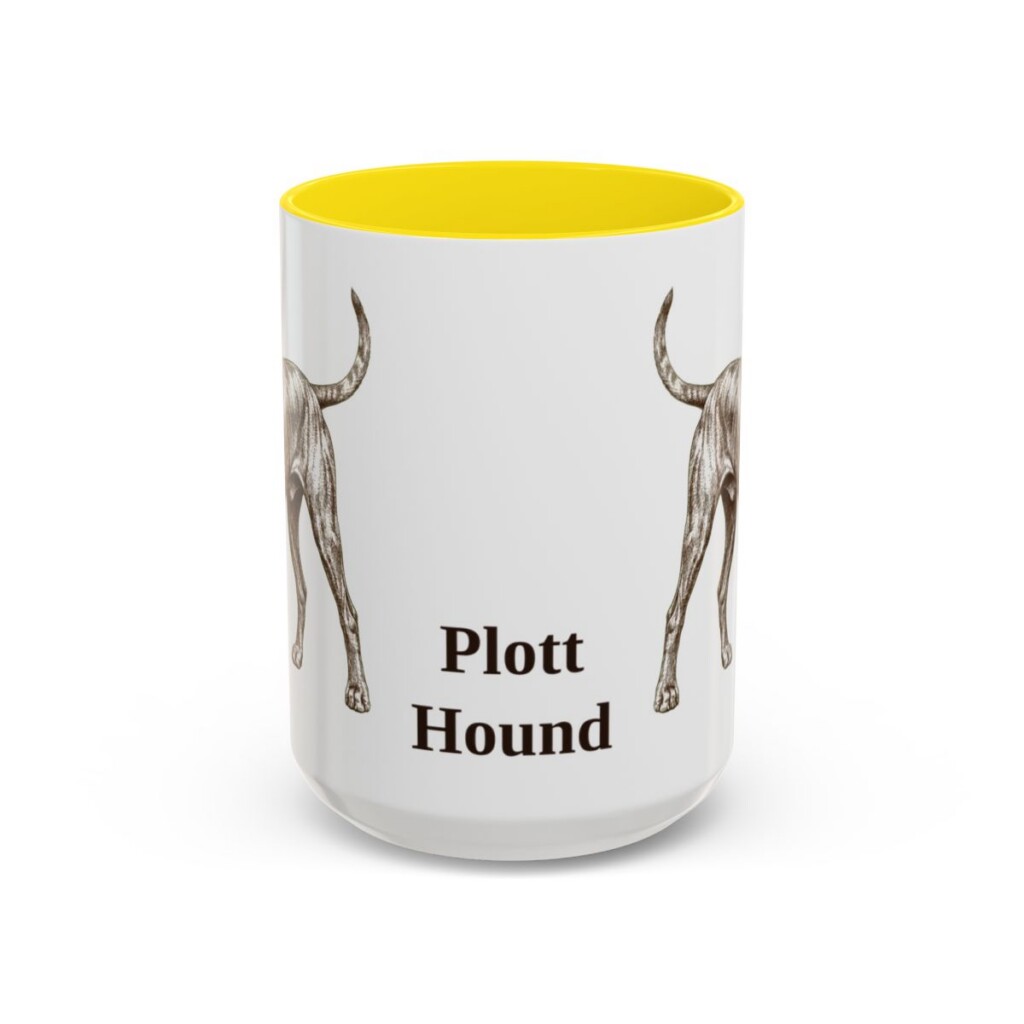 15oz Plott Hound Mug, Yellow, front view