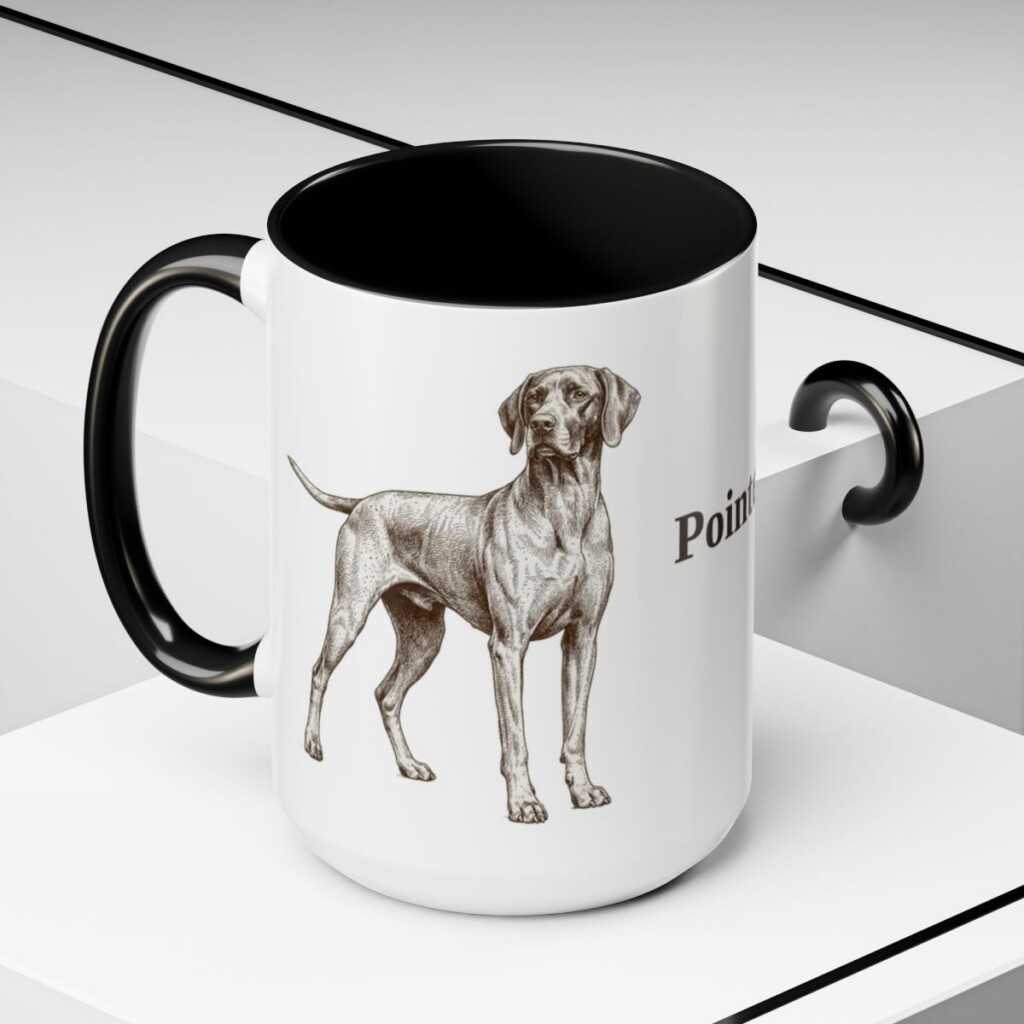 15oz Pointer Mug, Black, lifestyle photo