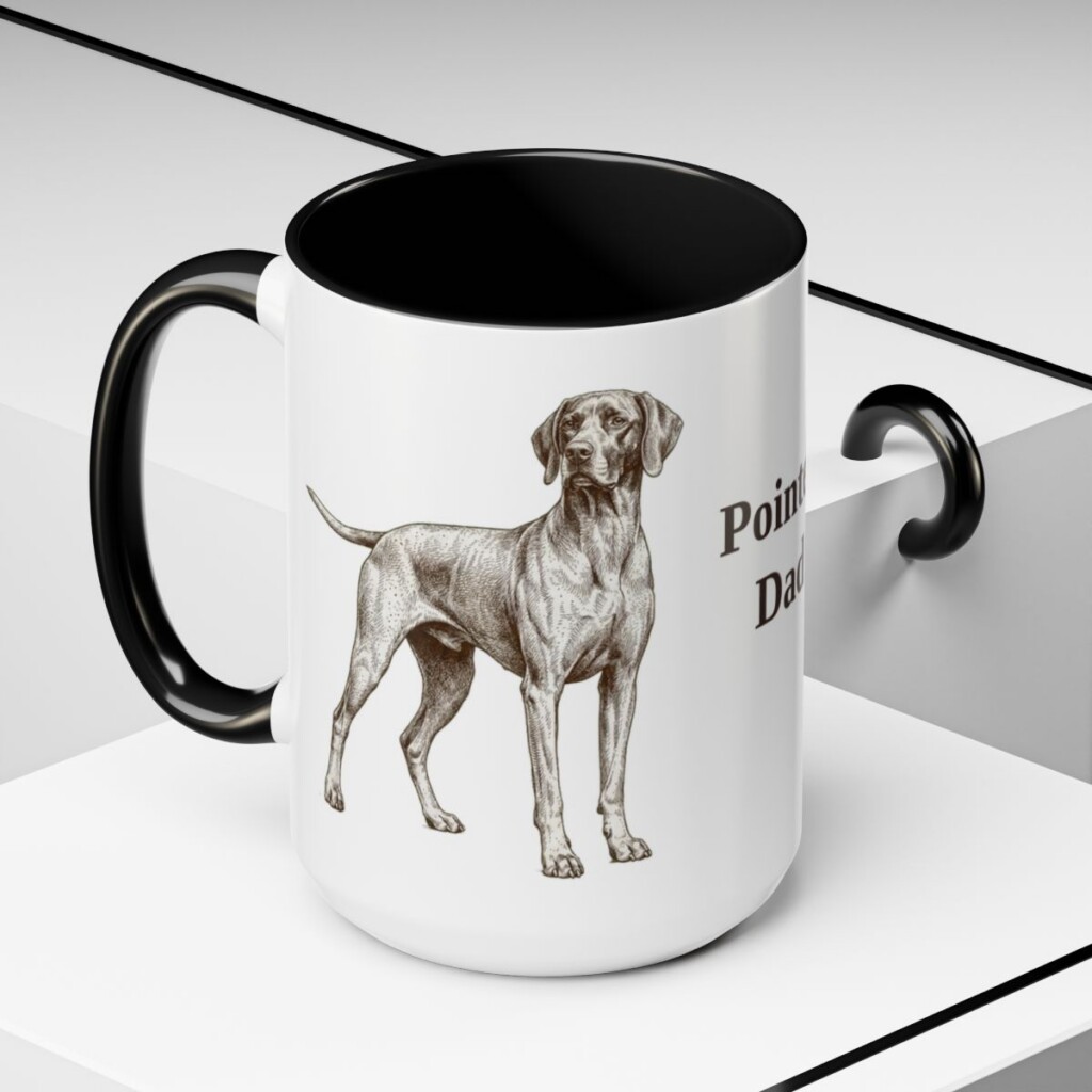 15oz Pointer Dog Dad Mug, Black, lifestyle photo