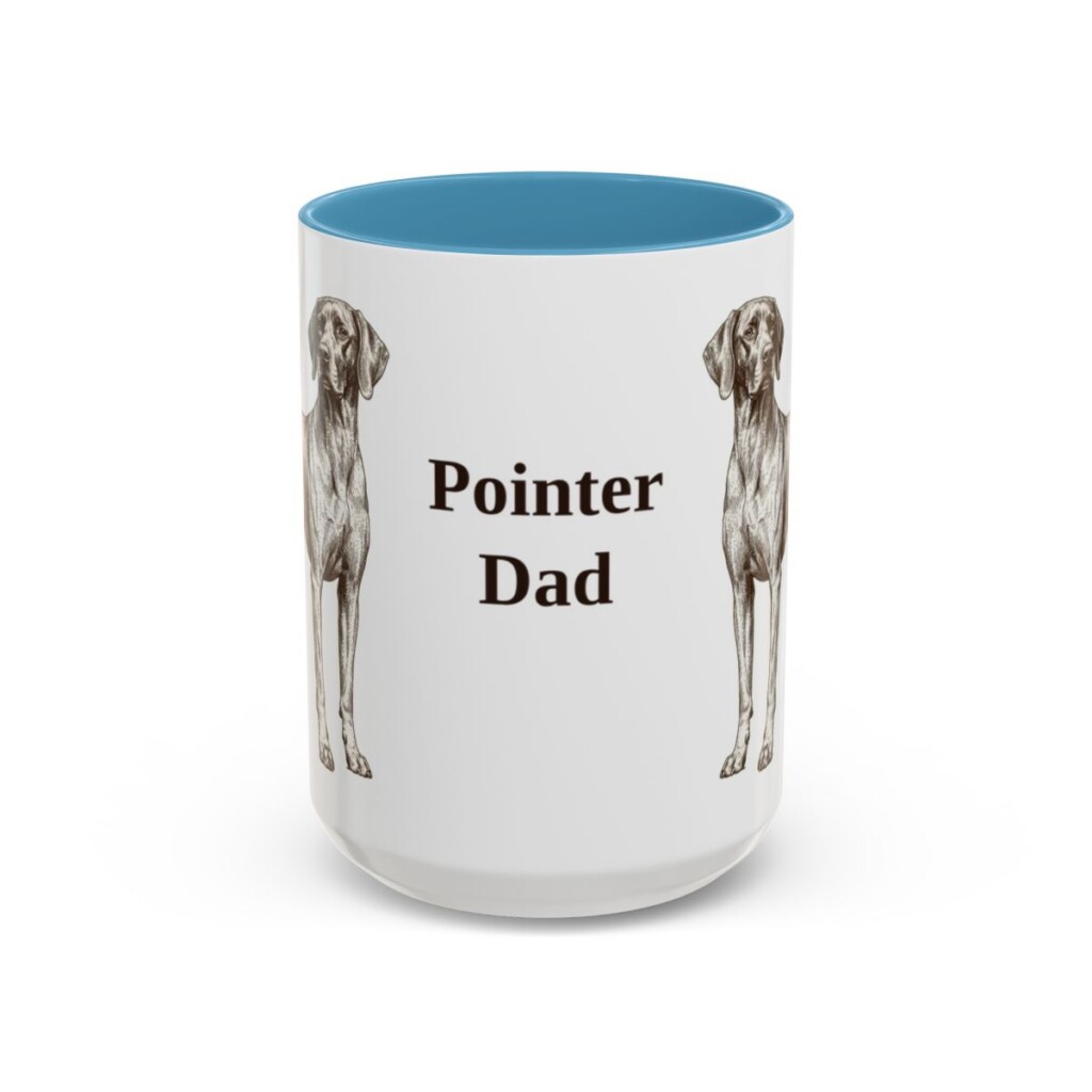 15oz Pointer Dog Dad Mug, Light Blue, front view