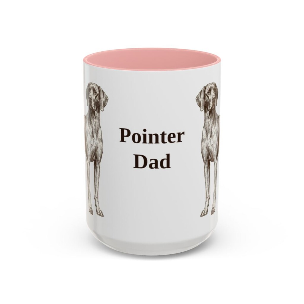 15oz Pointer Dog Dad Mug, Pink, front view