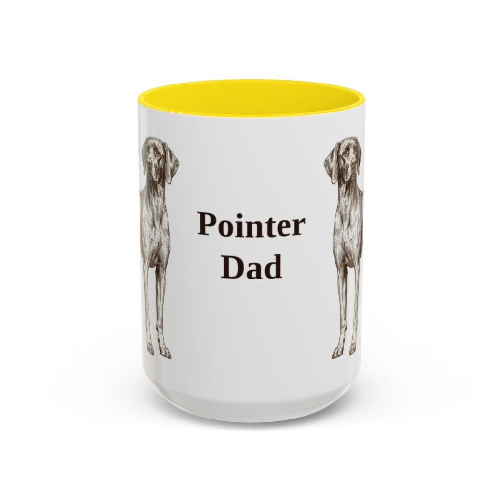 15oz Pointer Dog Dad Mug, Yellow, front view