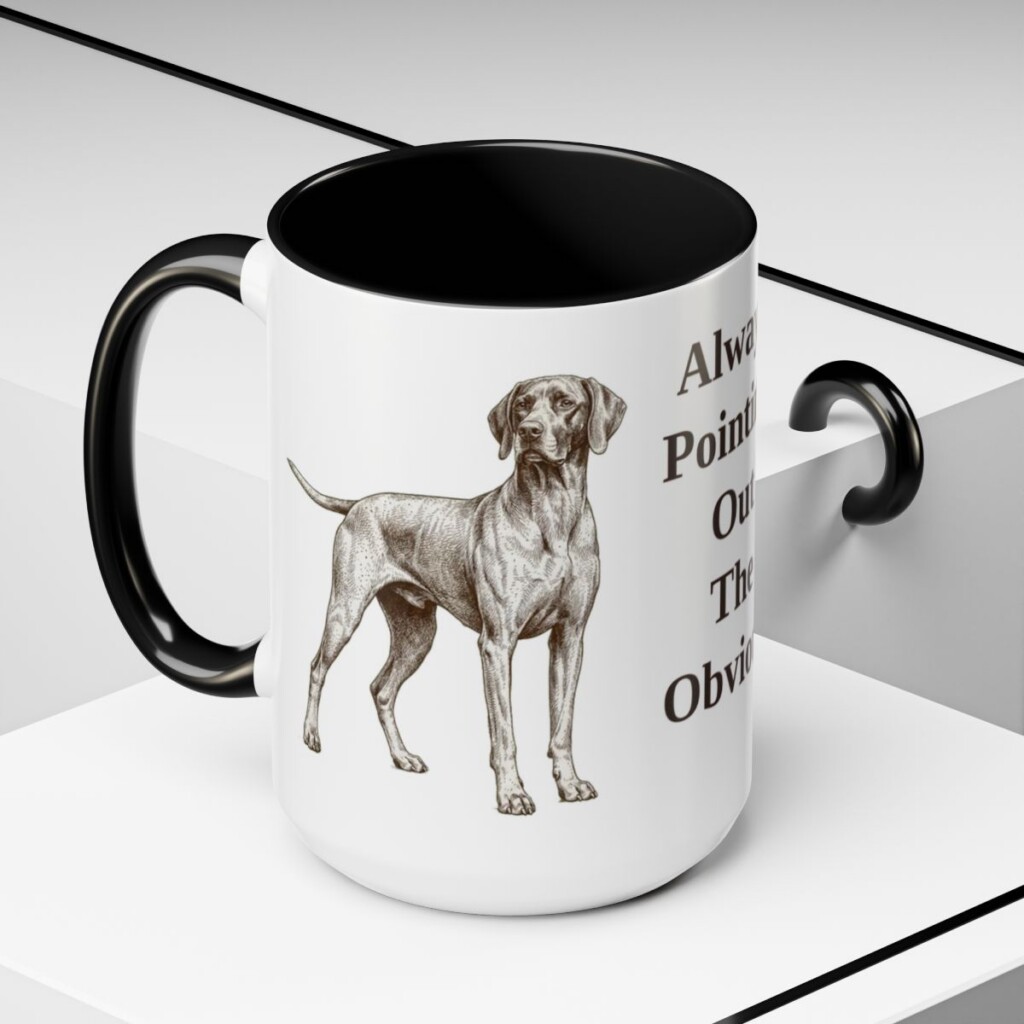 15oz Funny Pointer Mug, Black, lifestyle photo