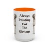 15oz Funny Pointer Mug, Orange, front view
