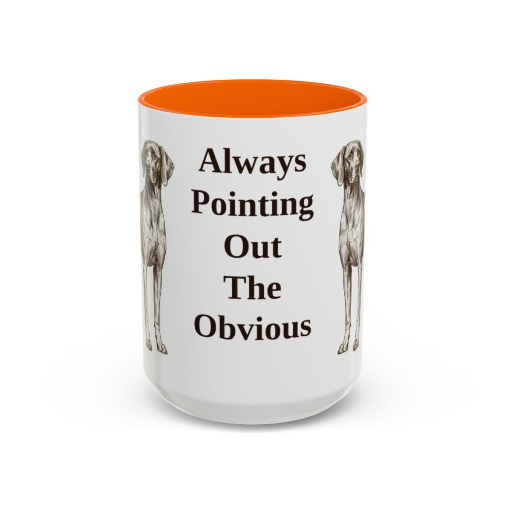 15oz Funny Pointer Mug, Orange, front view