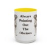 15oz Funny Pointer Mug, Yellow, front view