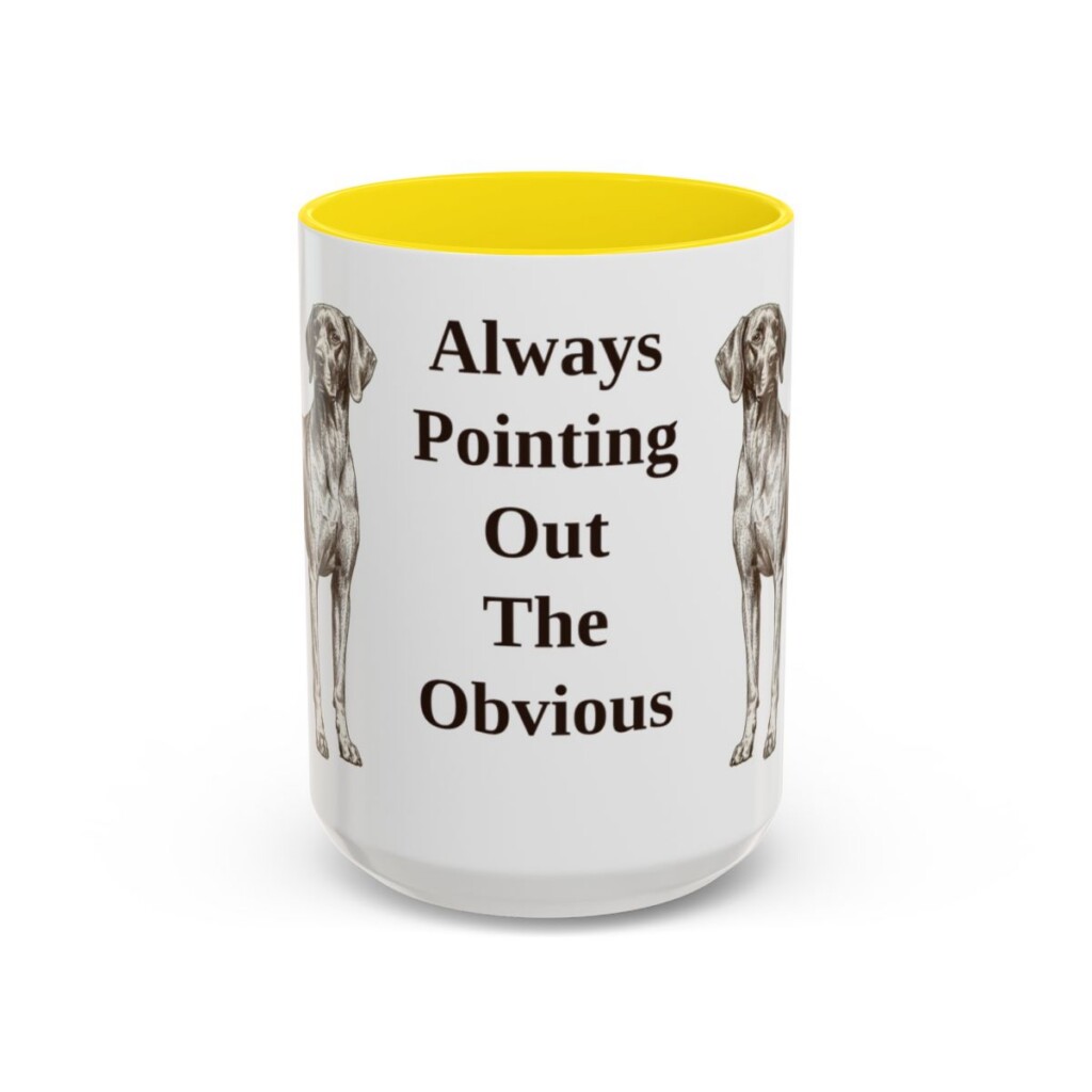 15oz Funny Pointer Mug, Yellow, front view