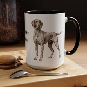 15oz-pointer-mug-mom-black 15oz Pointer Dog Mom Mug, Black, lifestyle photo