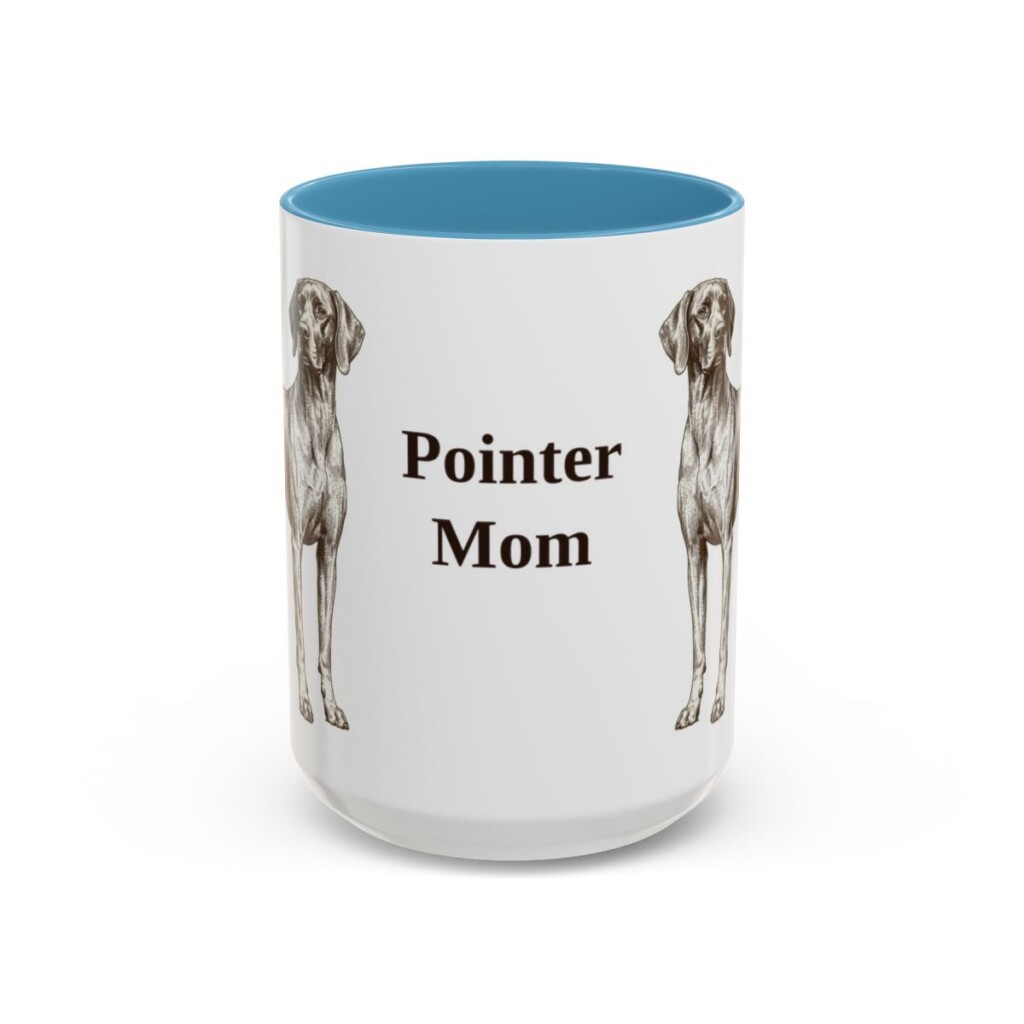 15oz Pointer Dog Mom Mug, Light Blue, front view