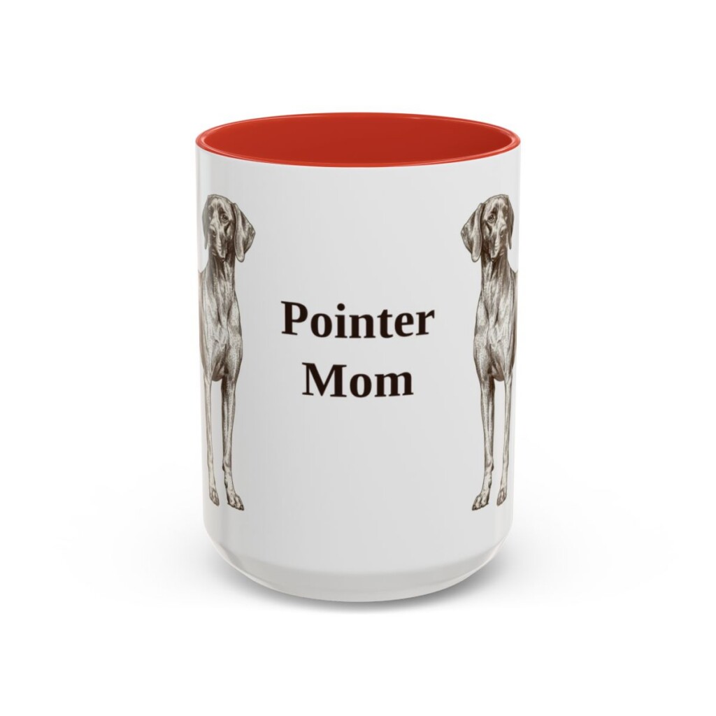 15oz Pointer Dog Mom Mug, Red, front view