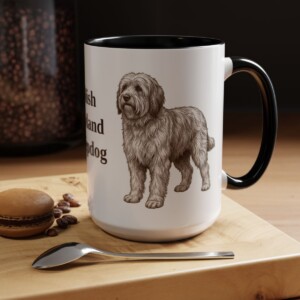 15oz Polish Lowland Sheepdog Mug, Black, lifestyle photo