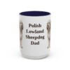 15oz Polish Lowland Sheepdog Dog Dad Mug, Navy, front view
