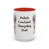 15oz Polish Lowland Sheepdog Dog Dad Mug, Red, front view