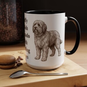 15oz Funny Polish Lowland Sheepdog Mug, Black, lifestyle photo