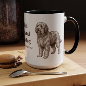 15oz Polish Lowland Sheepdog Latin Mug, Black, lifestyle photo