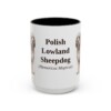 15oz Polish Lowland Sheepdog Latin Mug, Black, front view