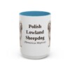 15oz Polish Lowland Sheepdog Latin Mug, Light Blue, front view