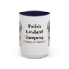 15oz Polish Lowland Sheepdog Latin Mug, Navy, front view