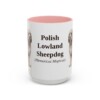 15oz Polish Lowland Sheepdog Latin Mug, Pink, front view