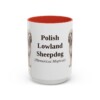 15oz Polish Lowland Sheepdog Latin Mug, Red, front view
