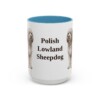 15oz Polish Lowland Sheepdog Mug, Light Blue, front view