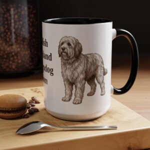 15oz Polish Lowland Sheepdog Dog Mom Mug, Black, lifestyle photo
