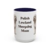 15oz Polish Lowland Sheepdog Dog Mom Mug, Navy, front view