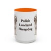 15oz Polish Lowland Sheepdog Mug, Orange, front view