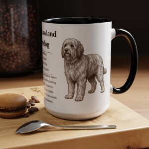 15oz Polish Lowland Sheepdog Mug, Black, lifestyle photo