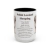 15oz Polish Lowland Sheepdog Mug, Black, front view