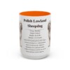 15oz Polish Lowland Sheepdog Mug, Orange, front view