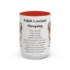 15oz Polish Lowland Sheepdog Mug, Red, front view