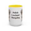 15oz Polish Lowland Sheepdog Mug, Yellow, front view